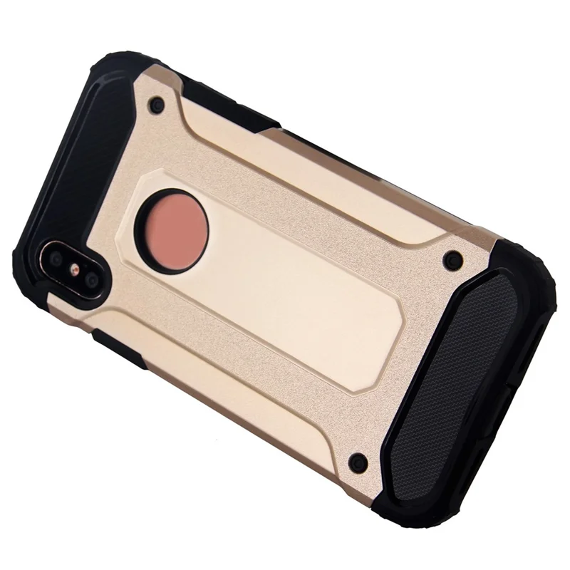 For iPhone X / XS 5.8 inch Drop-proof Mobile Phone Case Soft TPU + Hard PC Hybrid Protective Cover - Gold