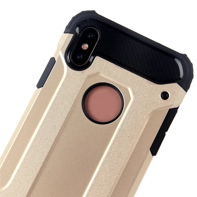 For iPhone X / XS 5.8 inch Drop-proof Mobile Phone Case Soft TPU + Hard PC Hybrid Protective Cover - Gold