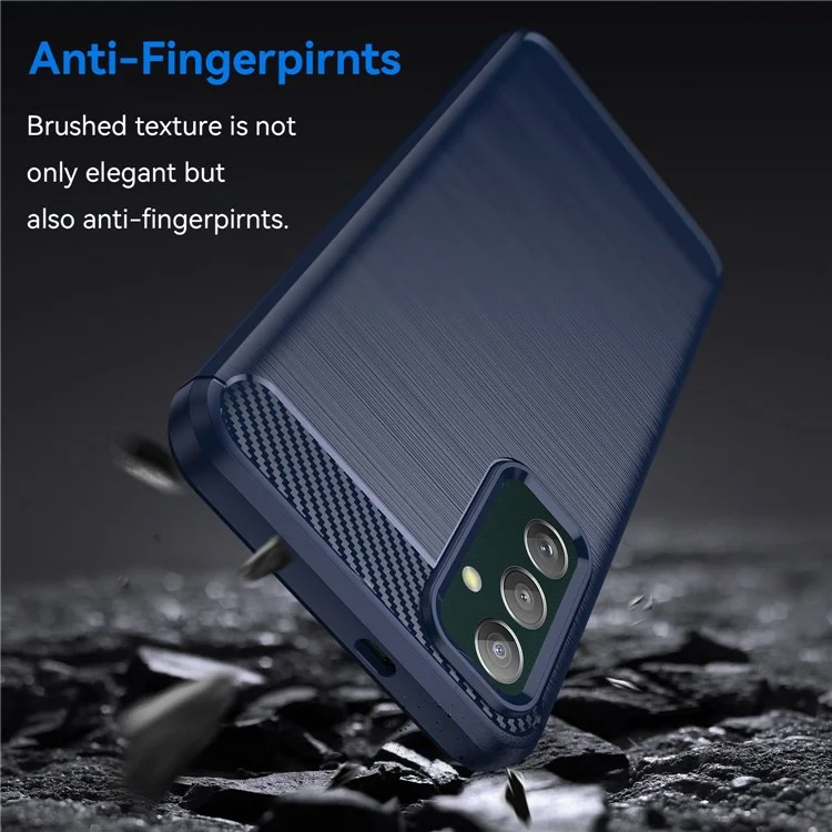 Para Samsung Galaxy M13 4G / M13 (India) 4G / F13 4G / M23 5G / F23 5G Textura de fibra de carbono Funda suave de TPU a prueba de caídas - Cubierta de teléfono cepillado - Azul