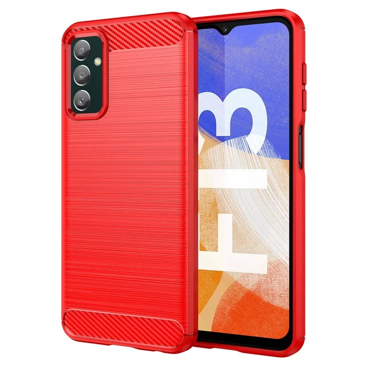Para Samsung Galaxy M13 4G / M13 (Índia) 4G / F13 4G / M23 5G / F23 5G Capa de Telefone Fibra de Carbono Textura Macia TPU à prova de queda - Vermelho