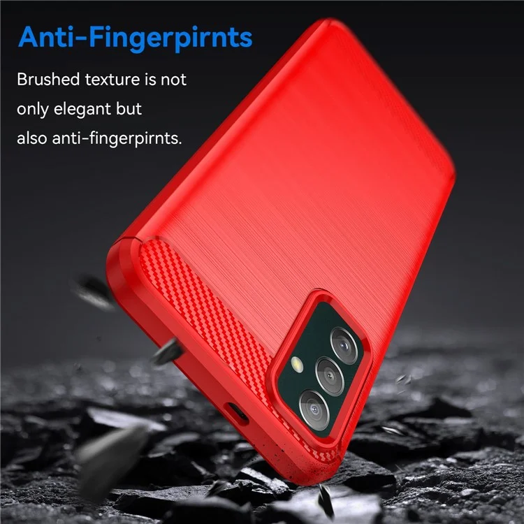 Para Samsung Galaxy M13 4G / M13 (Índia) 4G / F13 4G / M23 5G / F23 5G Capa de Telefone Fibra de Carbono Textura Macia TPU à prova de queda - Vermelho