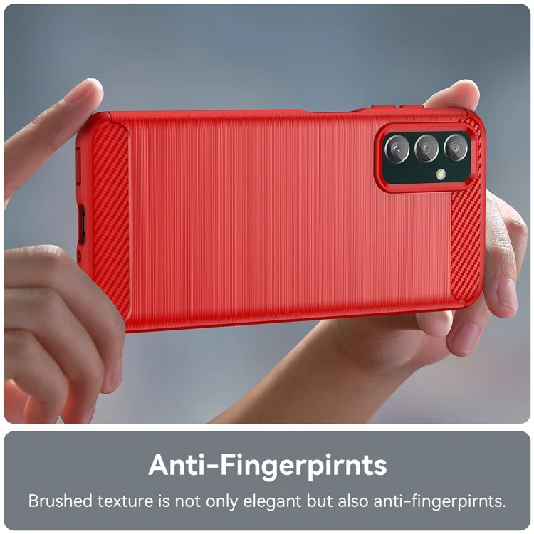 Para Samsung Galaxy M13 4G / M13 (Índia) 4G / F13 4G / M23 5G / F23 5G Capa de Telefone Fibra de Carbono Textura Macia TPU à prova de queda - Vermelho