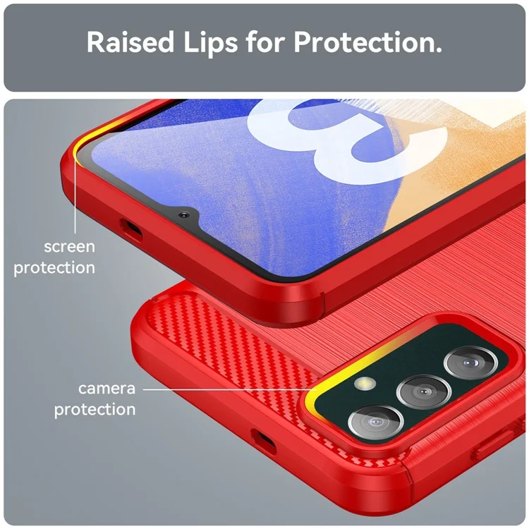 Para Samsung Galaxy M13 4G / M13 (Índia) 4G / F13 4G / M23 5G / F23 5G Capa de Telefone Fibra de Carbono Textura Macia TPU à prova de queda - Vermelho