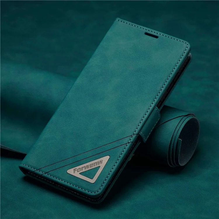 FORWENW F3-Series For Samsung Galaxy S22 5G Funda Protectora Billetera de Cuero PU con Tapa Plegable y Soporte - Cian