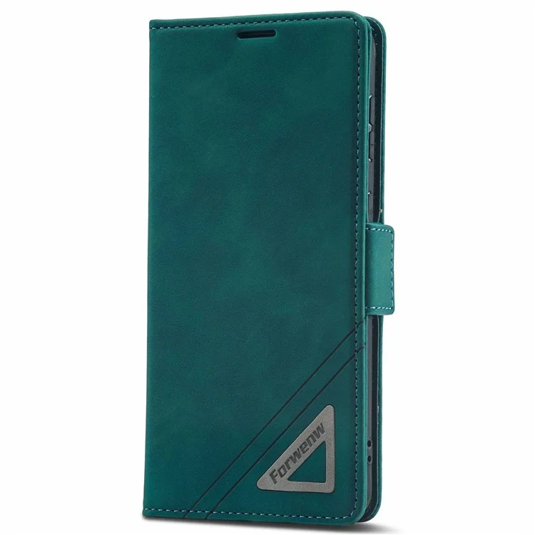 FORWENW F3-Series For Samsung Galaxy S22 5G Funda Protectora Billetera de Cuero PU con Tapa Plegable y Soporte - Cian