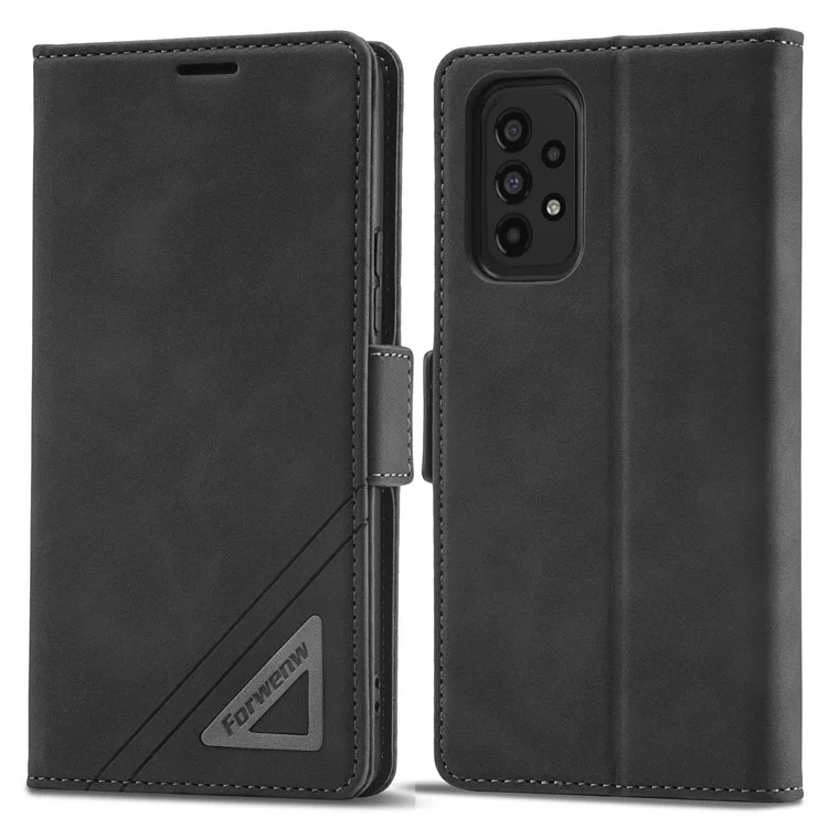 FORWENW F3-Series For Samsung Galaxy A53 5G Full Protection Wallet Style Case Flip PU Leather Mobile Phone Shell with Stand - Black