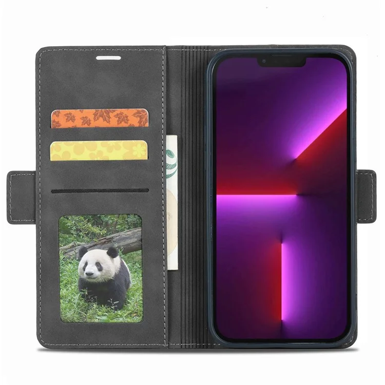 Forwenw F3-Series Pour Iphone 13 Pro Max 6,7 Pouces Affiche de Porte-amorçage pu Leather Flip Phone Cover - le Noir