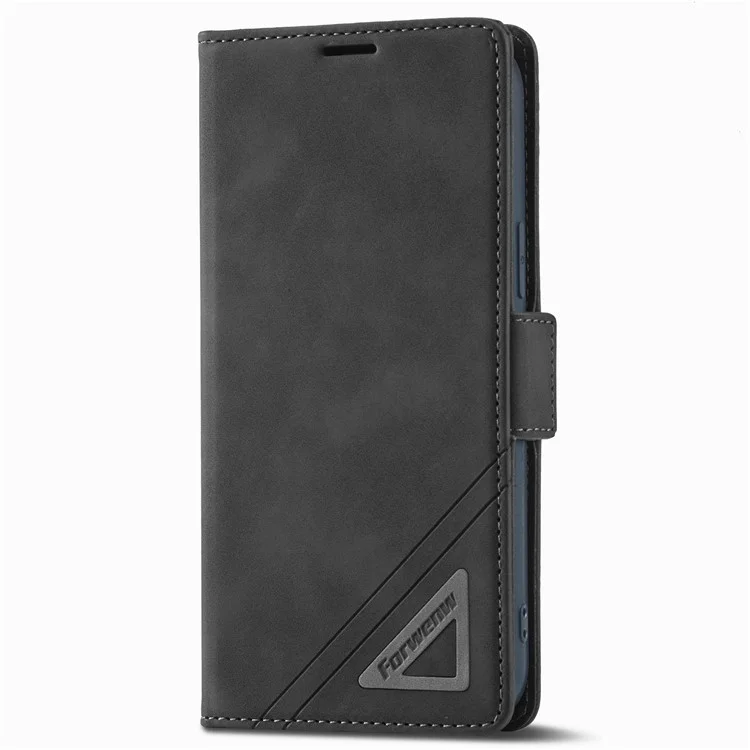 Forwenw F3-Series Pour Iphone 13 Pro Max 6,7 Pouces Affiche de Porte-amorçage pu Leather Flip Phone Cover - le Noir