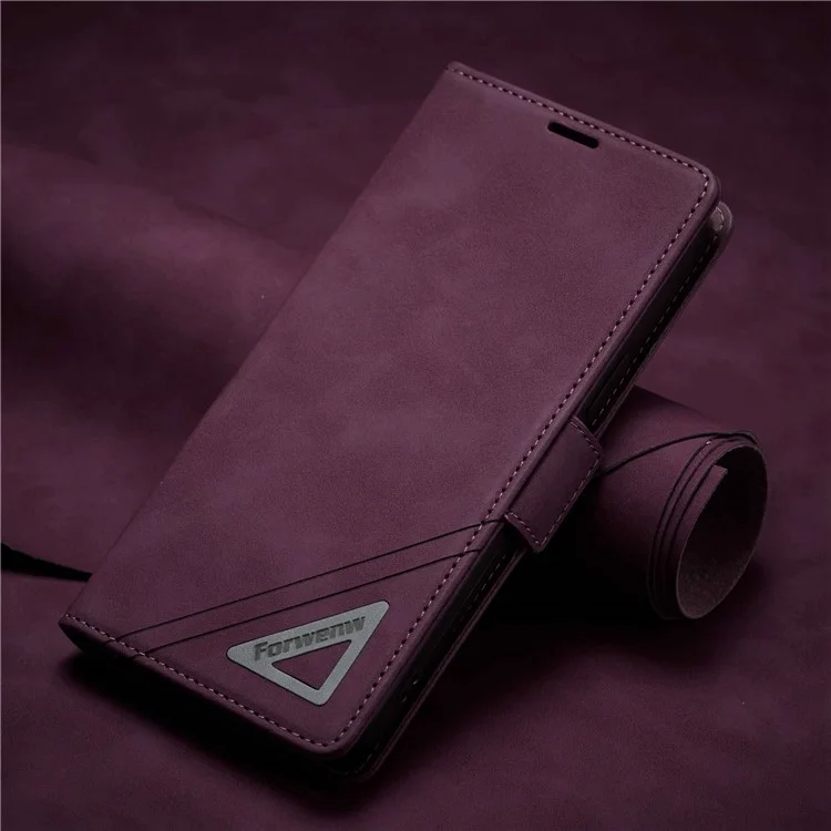 FORWENW F3-Series Para Iphone 13 6.1 Pulgadas de Billetera Doble Magnetic Case PU Cubierta de Teléfono de Cuero Con Soporte - Vino Rojo