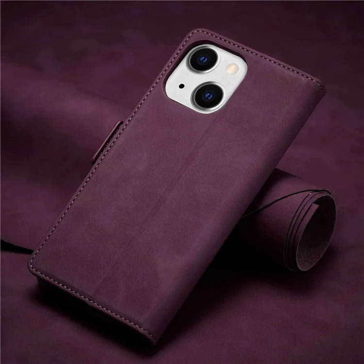 FORWENW F3-Series Para Iphone 13 6.1 Pulgadas de Billetera Doble Magnetic Case PU Cubierta de Teléfono de Cuero Con Soporte - Vino Rojo