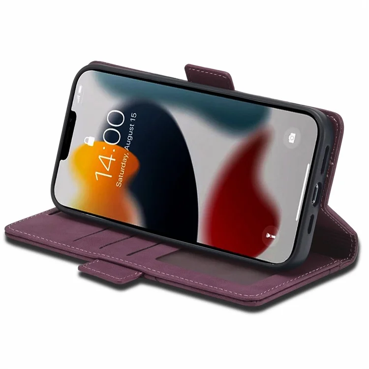 FORWENW F3-Series Для Iphone 14 Pro Max 6,7-дюймовый Кошелек Кожи PU + Case Case Case Antry Scratch Phone с Подставкой - Красное Вино