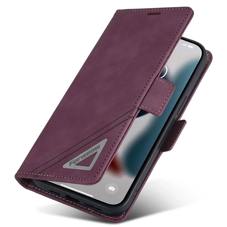 FORWENW F3-Series Для Iphone 14 Pro Max 6,7-дюймовый Кошелек Кожи PU + Case Case Case Antry Scratch Phone с Подставкой - Красное Вино