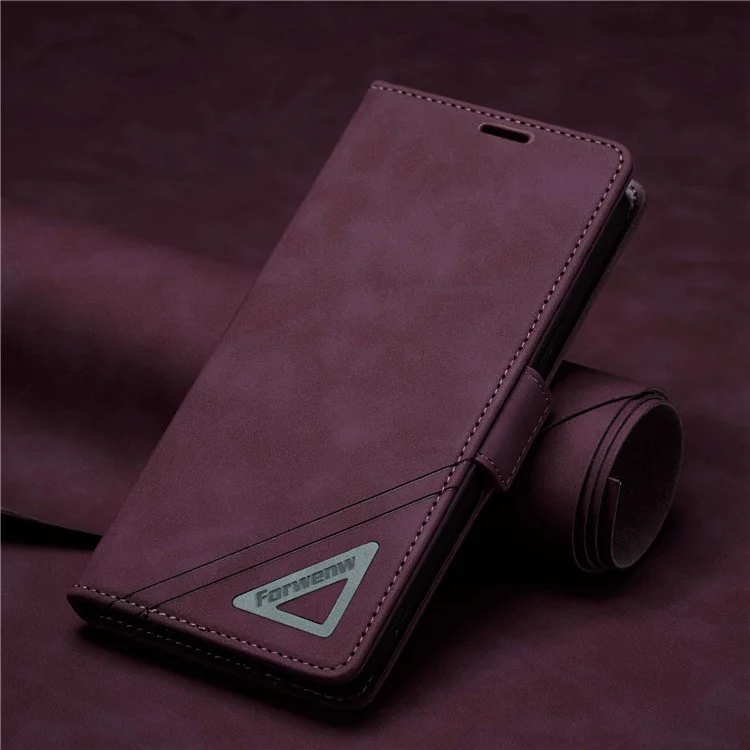 FORWENW F3-Series Для Iphone 14 Pro Max 6,7-дюймовый Кошелек Кожи PU + Case Case Case Antry Scratch Phone с Подставкой - Красное Вино