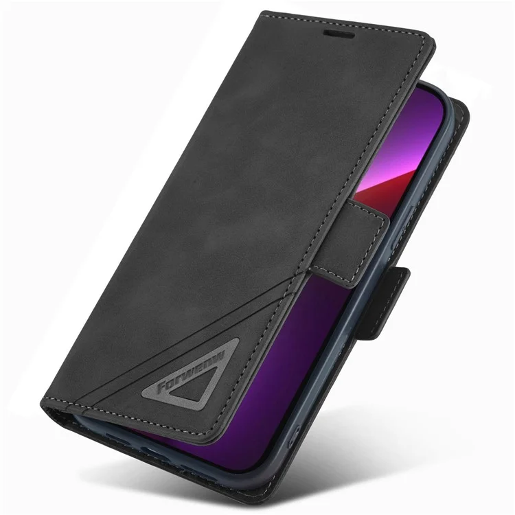 Forwenw F3-serie Für Iphone 14 Max 6,7 Zoll Folio Flip Wallet Protective Case PU Leder Anti-fall-fall-deckung Mit Ständer - Schwarz