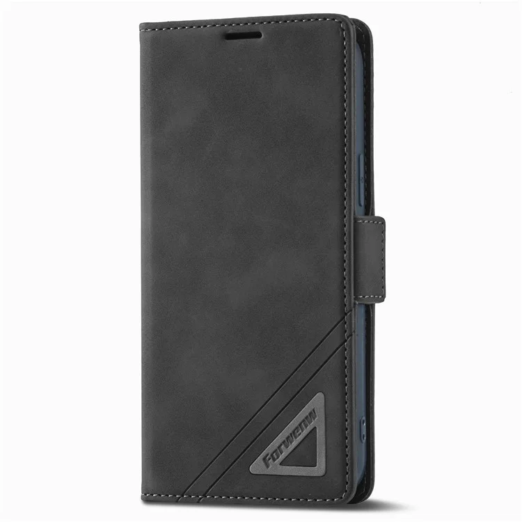 Forwenw F3-serie Für Iphone 14 Max 6,7 Zoll Folio Flip Wallet Protective Case PU Leder Anti-fall-fall-deckung Mit Ständer - Schwarz