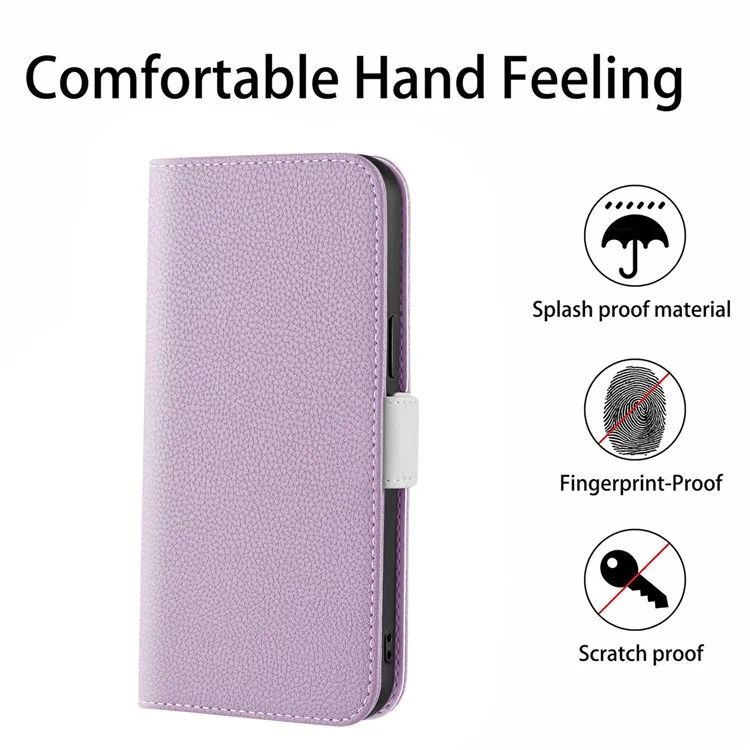 Pour Xiaomi Poco X4 GT 5G / Redmi Note 11T Pro 5G / Remarque 11T Pro + 5G Color Color Full Protection Cuir en Cuir Litchi Texture Téléphone Secteur du Portefeuille - Violet