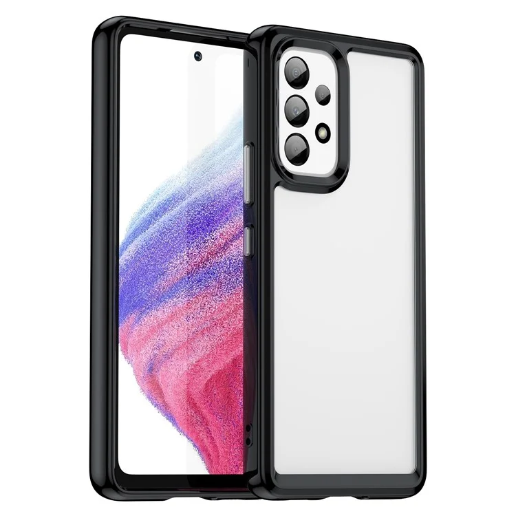 Coque de téléphone anti-rayures pour Samsung Galaxy A53 5G, cadre en TPU avec dos en acrylique Housse de protection - Noir