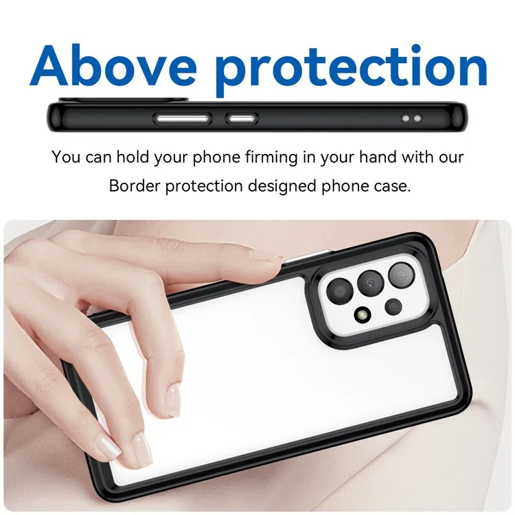 Coque de téléphone anti-rayures pour Samsung Galaxy A53 5G, cadre en TPU avec dos en acrylique Housse de protection - Noir