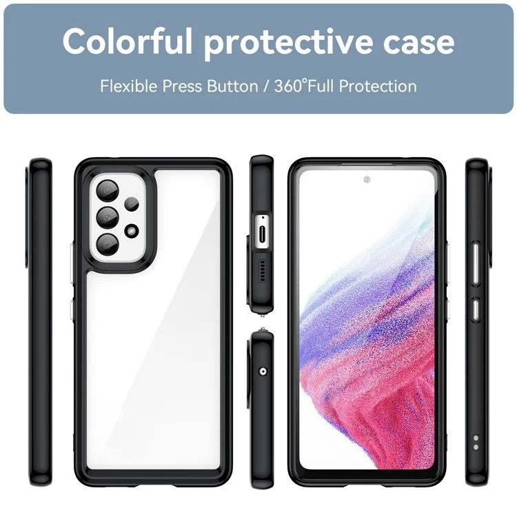 Coque de téléphone anti-rayures pour Samsung Galaxy A53 5G, cadre en TPU avec dos en acrylique Housse de protection - Noir