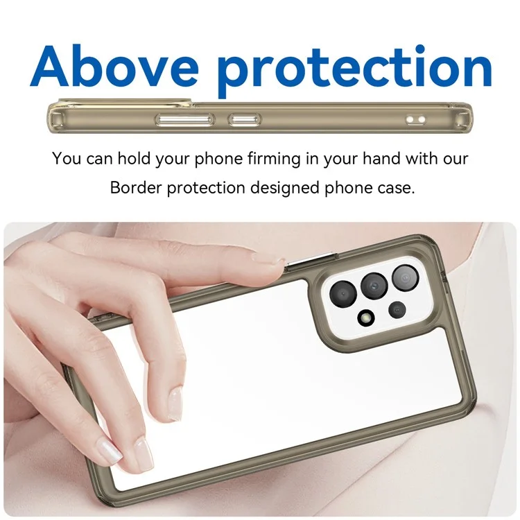 Anti-scratch Phone Case for Samsung Galaxy A53 5G, TPU Frame Acrylic Back Protective Cover - Transparent Grey