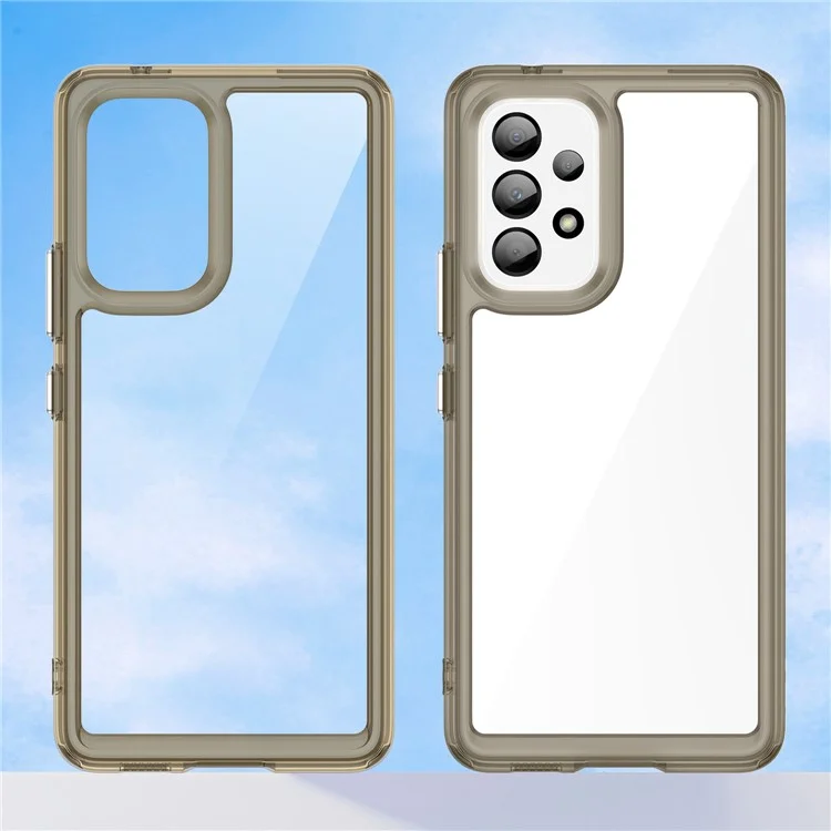 Anti-scratch Phone Case for Samsung Galaxy A53 5G, TPU Frame Acrylic Back Protective Cover - Transparent Grey