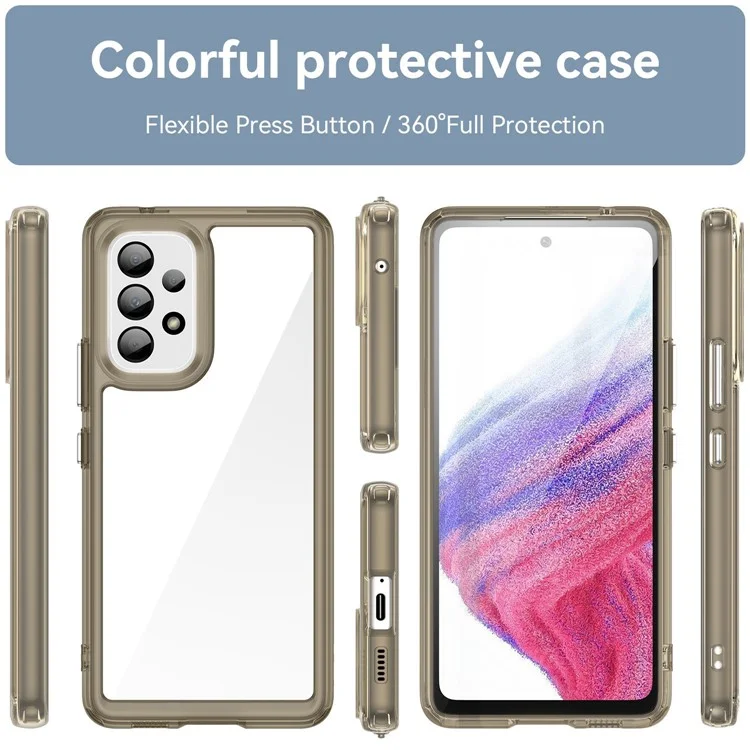 Anti-scratch Phone Case for Samsung Galaxy A53 5G, TPU Frame Acrylic Back Protective Cover - Transparent Grey