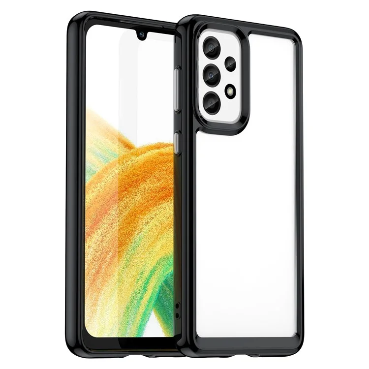 For Samsung Galaxy A33 5G TPU Frame  Acrylic Back Cover Drop-proof Protective Phone Case - Black