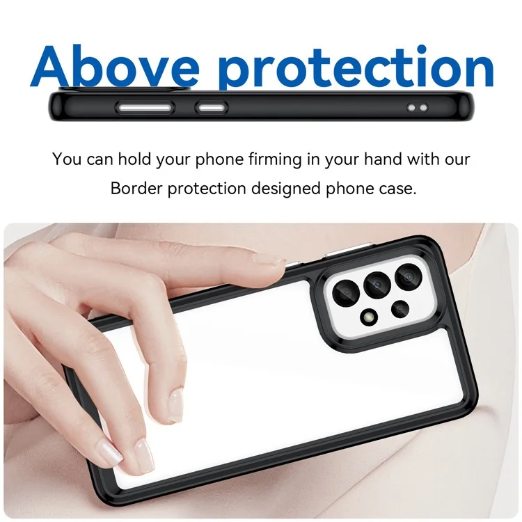 For Samsung Galaxy A33 5G TPU Frame  Acrylic Back Cover Drop-proof Protective Phone Case - Black
