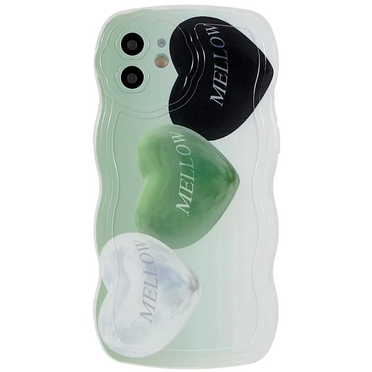 Pattern Printed Protective Case for iPhone 12 6.1 inch Shockproof TPU Case Wave-shaped Edge Phone Cover - 3 Hearts