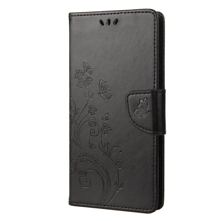 Para Iphone 14 Pro Máximo de 6,7 Polegadas Impresso Butterflies Flor Leather Telefone Caixa de Celular Stand Stand Phone Bag - Preto