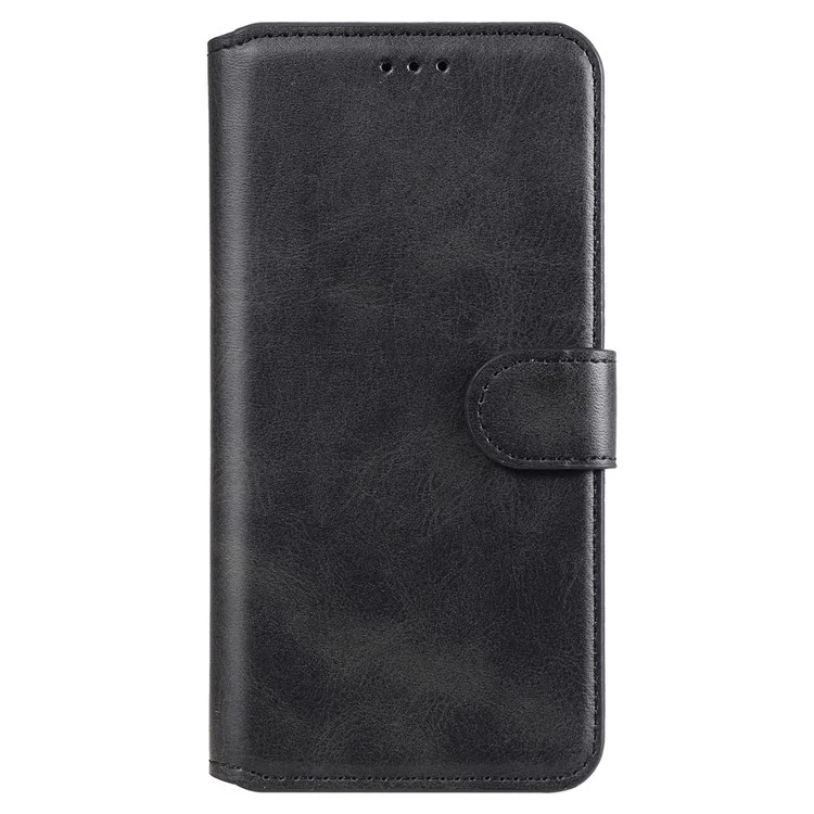 Per iPhone 14 6.1 pollici Calf Texture PU Leather Phone Cover Magnetic Shockproof Stand Wallet Style Case - Nero