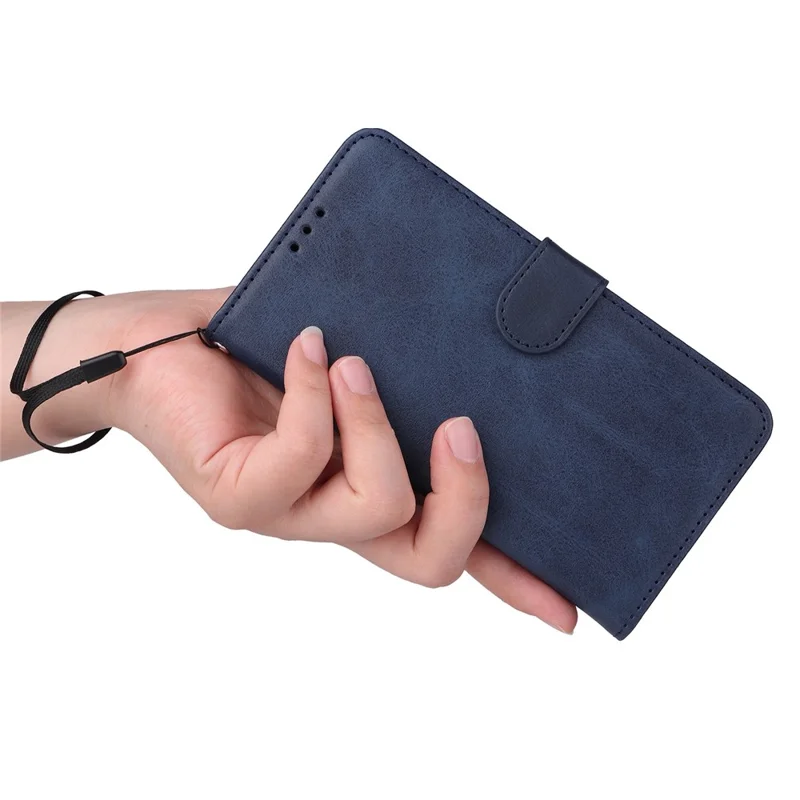 For iPhone 14 Pro Max 6.7 inch Calf Texture PU Leather Phone Full Protection Cover Magnetic Clasp Flip Stand Wallet Case - Blue