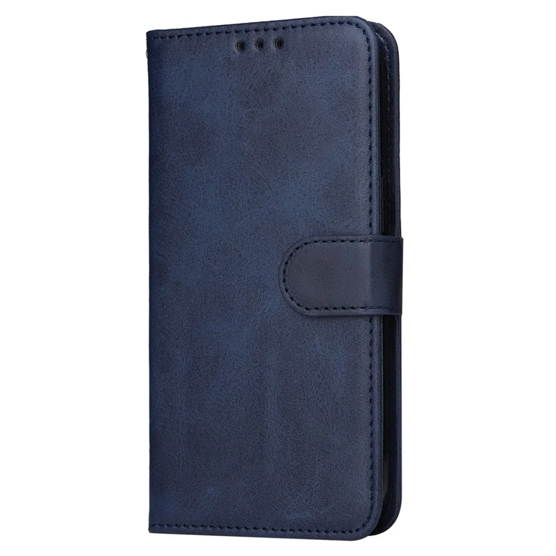 For iPhone 14 Pro Max 6.7 inch Calf Texture PU Leather Phone Full Protection Cover Magnetic Clasp Flip Stand Wallet Case - Blue