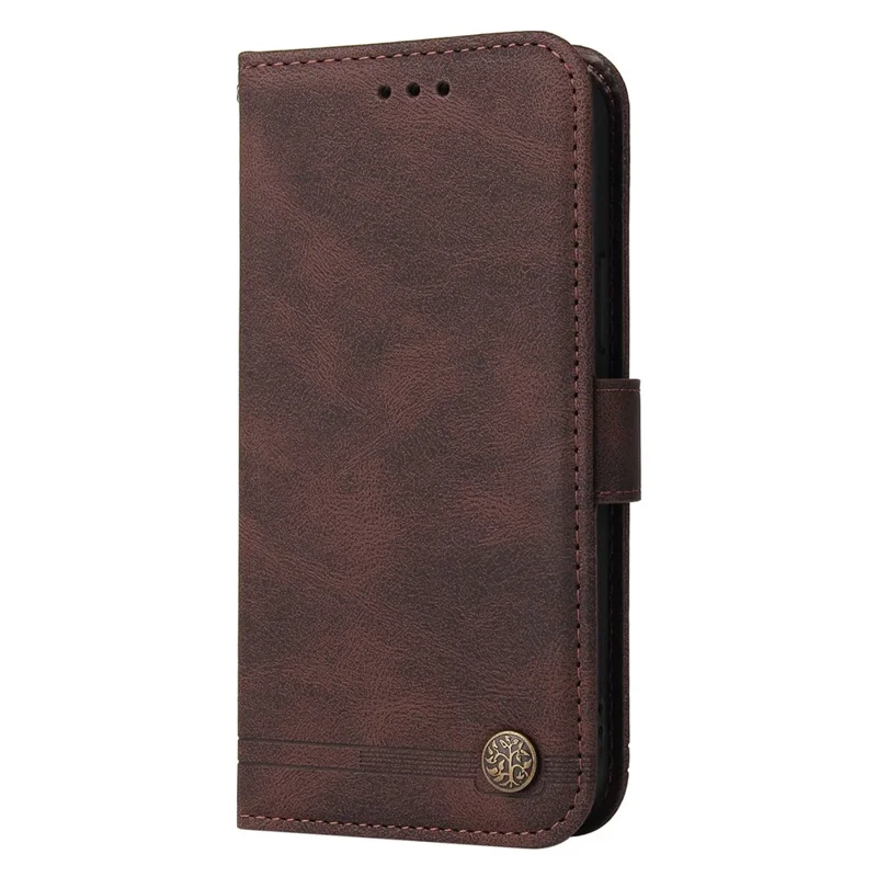 For iPhone 14 Pro Leather Wallet Cases Skin Touch Phone Cover Stand with Strap - Brown