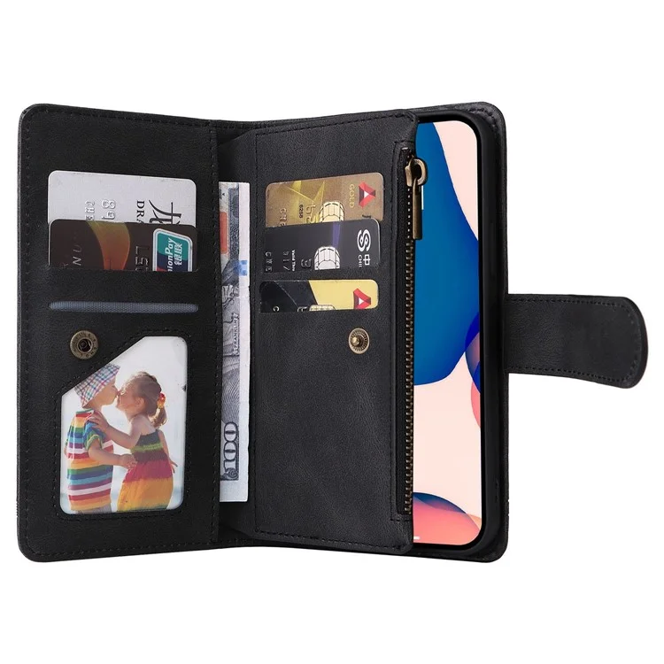 Para Iphone 14 Pro Max 6.7 Pulgadas Patrón de Árbol Rayas de Hardware Imprimido Touch de Cuero Tapa de Cuero Caja Protectora de Bolsillo de Bolsillo - Negro