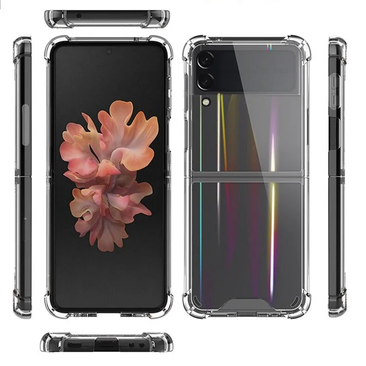Para Samsung Galaxy Z Flip4 5G Aurora Pattern Transparent TPU+Acrylic Back Cover Airbag Anti-fall Case