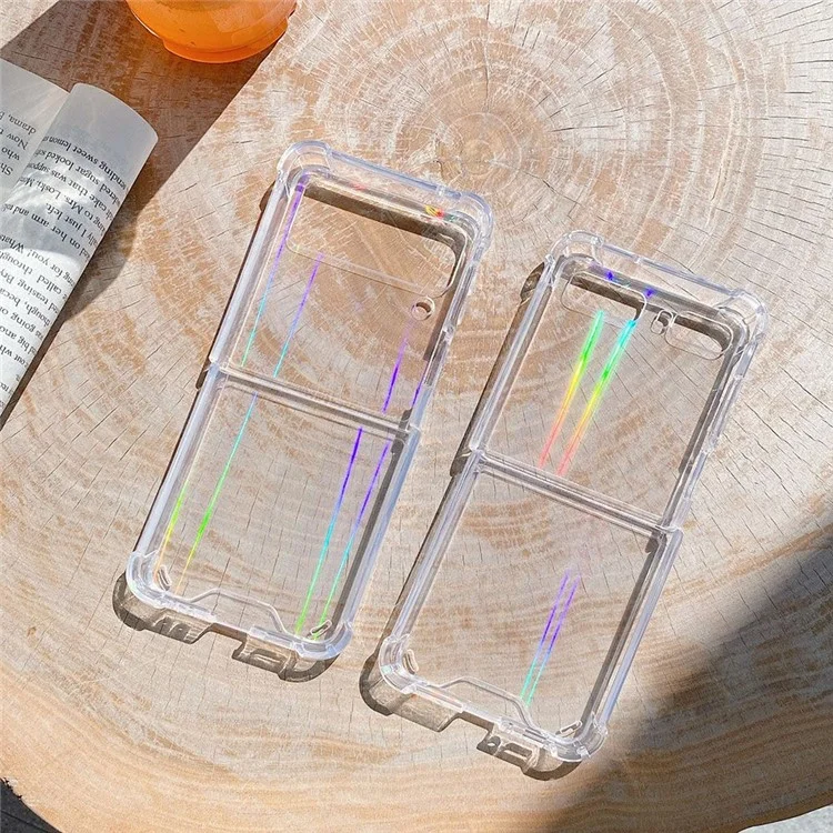 Para Samsung Galaxy Z Flip4 5G Aurora Pattern Transparent TPU+Acrylic Back Cover Airbag Anti-fall Case