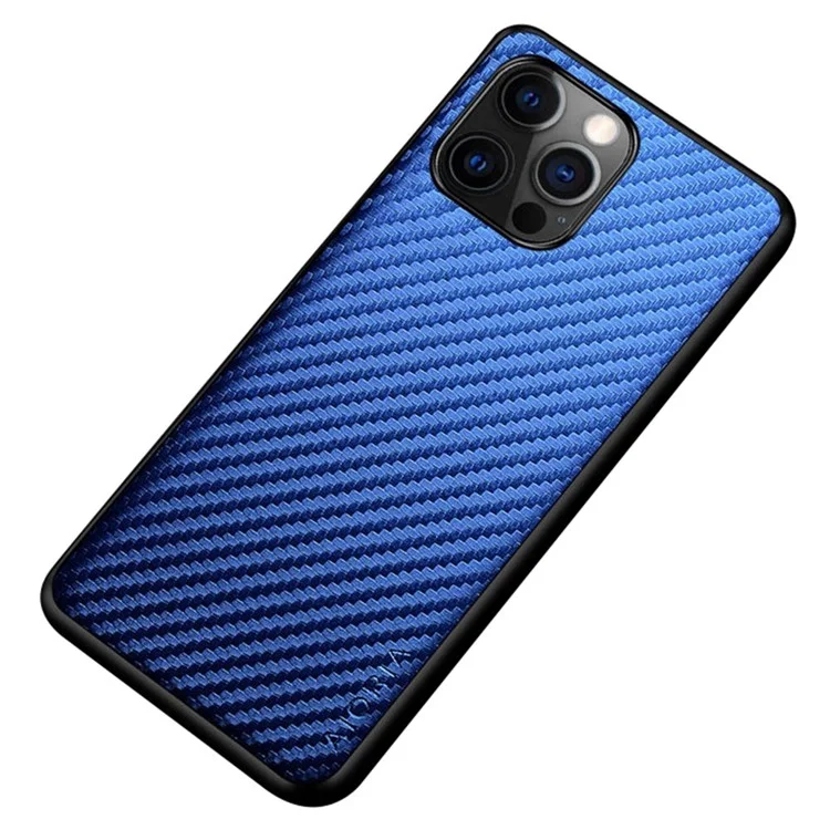 Aioria Pour Iphone 14 Pro 6.1 Pouces Faut Féléphone Fibre de Carbone Texture PU Cuir en Revêtement Hard PC + Soft TPU Pumper Protective Téléphone Cover - Bleu