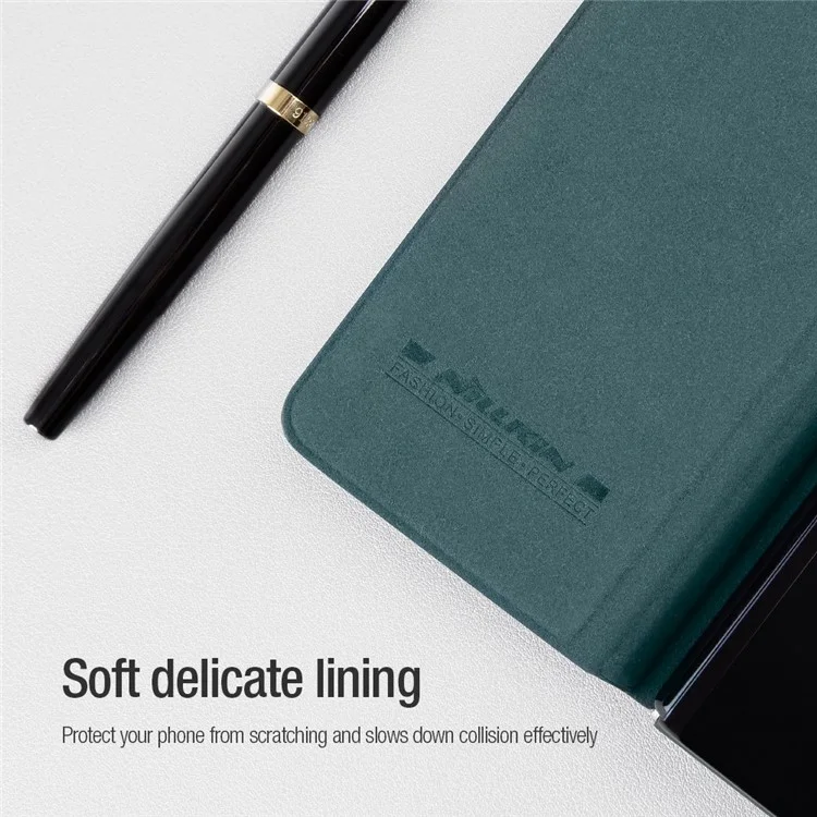 NILLKIN Qin Pro Serie für Samsung Galaxy Z Fold4 5G PU-Leder Handyhülle Kratzfeste Schutzhülle mit Stiftfach Design - Grün