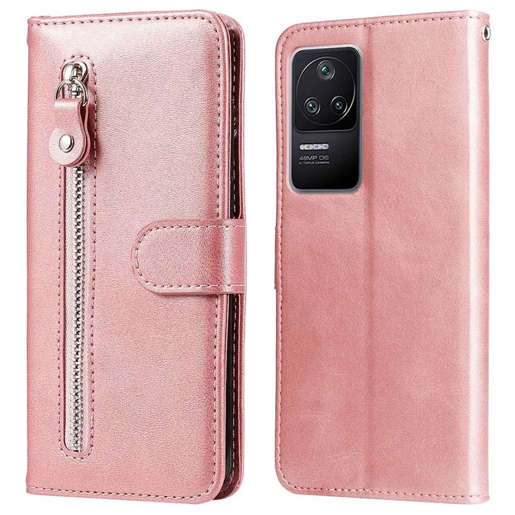 Per Xiaomi Redmi K40S 5G / Poco F4 5G Texture Piclofulico Custodia Anti-a-avere Casina Pocket Pochetto pe Leather Guscio Con Portafoglio - Oro Rosa