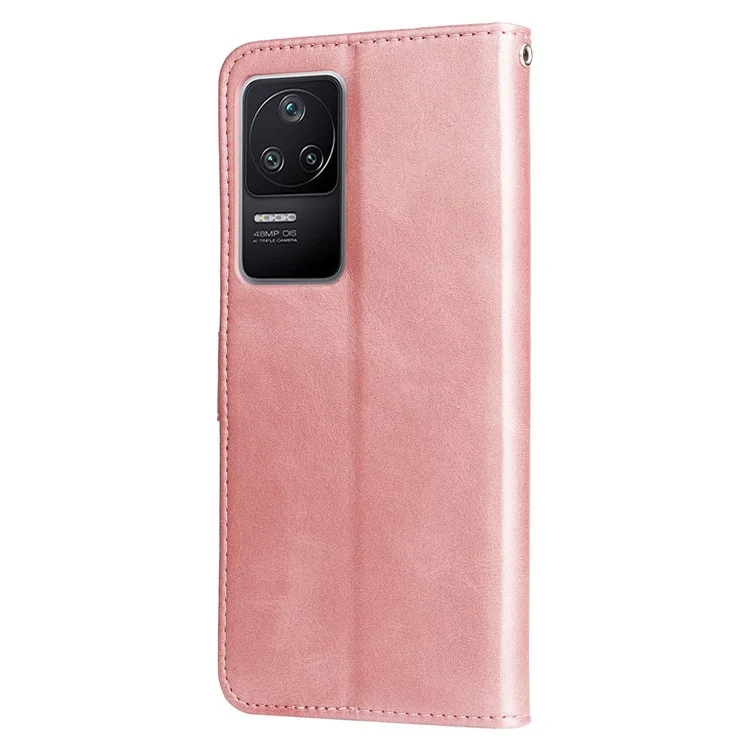 Per Xiaomi Redmi K40S 5G / Poco F4 5G Texture Piclofulico Custodia Anti-a-avere Casina Pocket Pochetto pe Leather Guscio Con Portafoglio - Oro Rosa