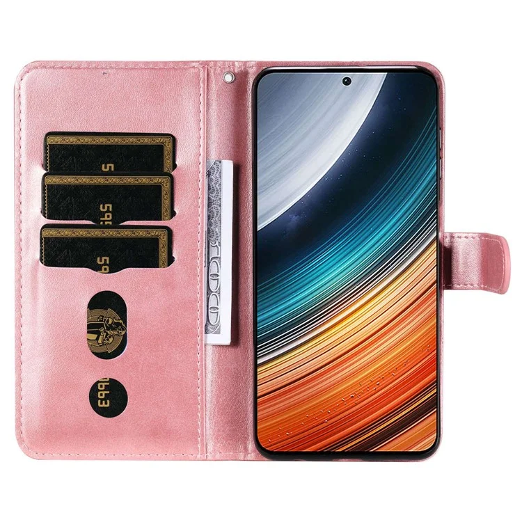 Per Xiaomi Redmi K40S 5G / Poco F4 5G Texture Piclofulico Custodia Anti-a-avere Casina Pocket Pochetto pe Leather Guscio Con Portafoglio - Oro Rosa