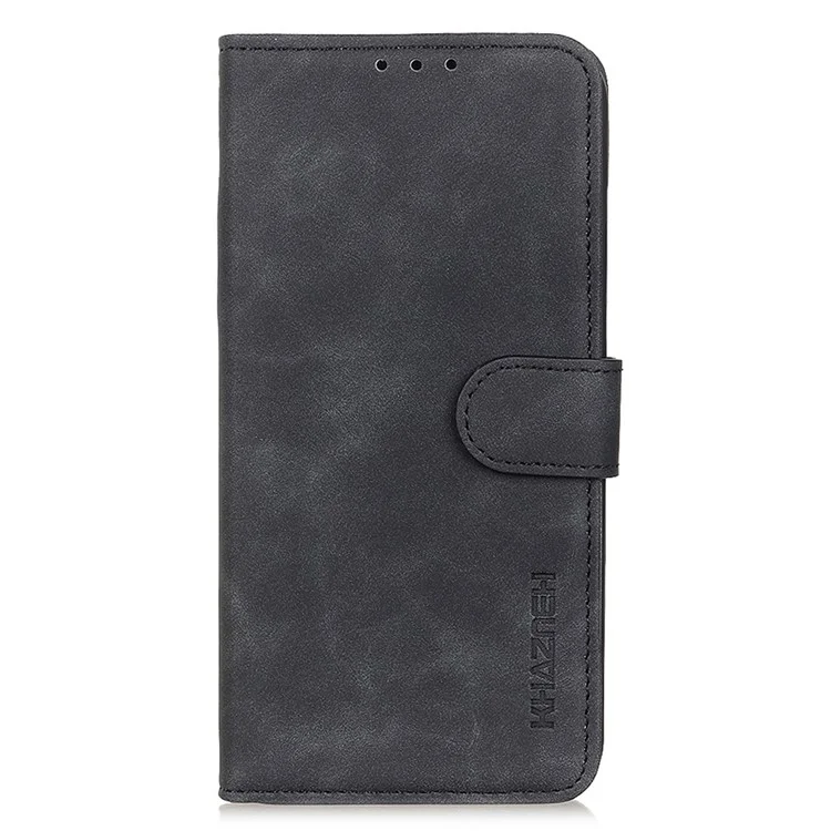 KHAZNEH for Asus ROG Phone 6 5G Drop-proof Vintage PU Leather Cover Wallet Stand Protective Phone Case - Black