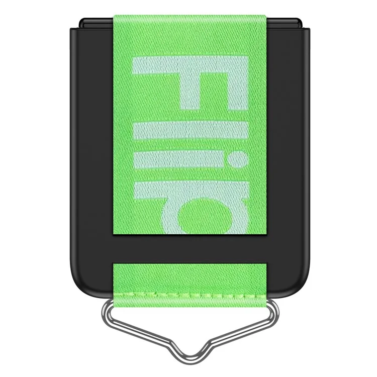 Per Samsung Galaxy Z Flip4 5G Hard PC Folding Phone Case con Cinturino per Mano e Anello Metallico a Triangolo - Nero