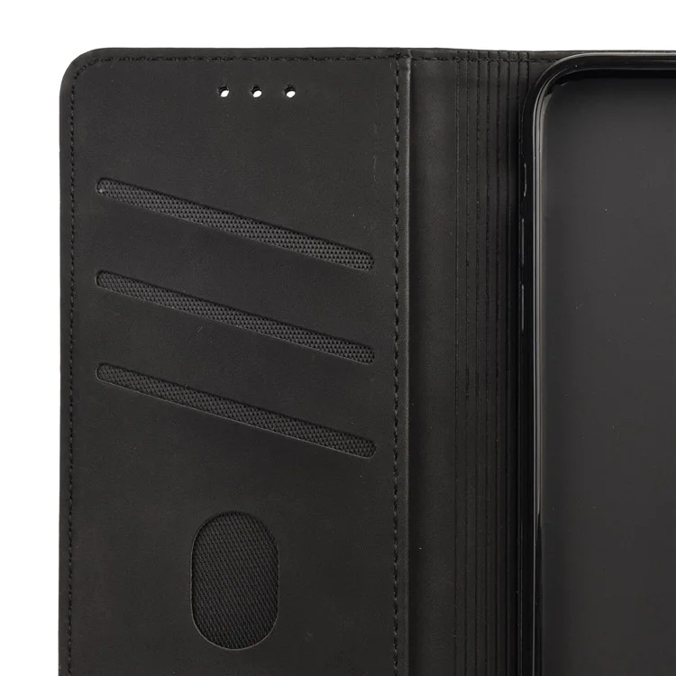 Per iPhone 14 6.1 pollici Stand Wallet Splicing Skin-touch Leather Phone Case Magnetic Auto-absorbed Folio Flip Cover - Nero