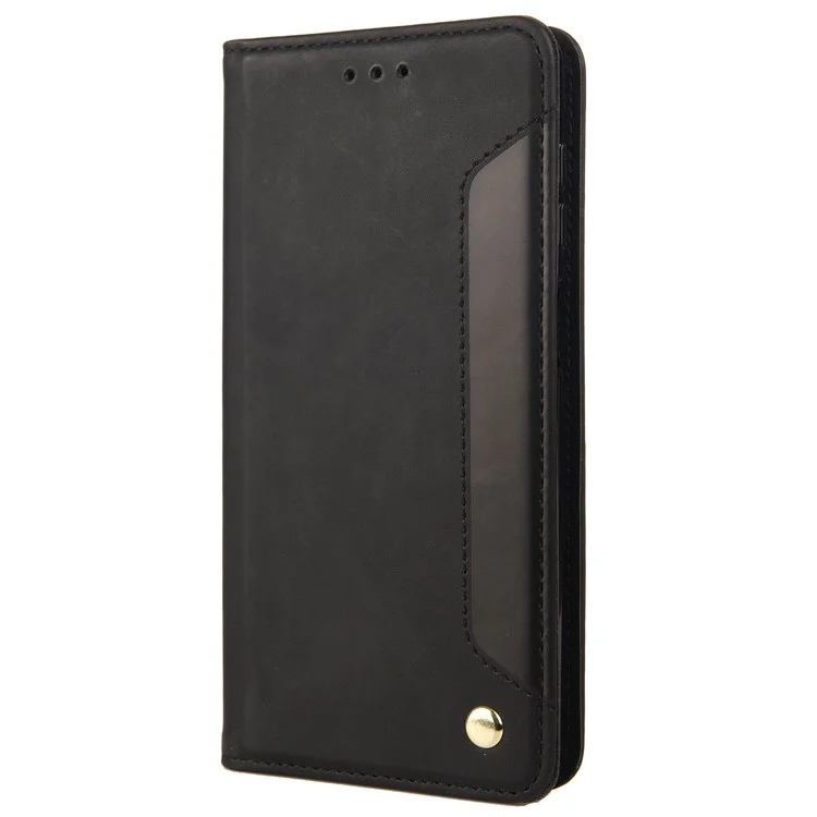 Per iPhone 14 6.1 pollici Stand Wallet Splicing Skin-touch Leather Phone Case Magnetic Auto-absorbed Folio Flip Cover - Nero