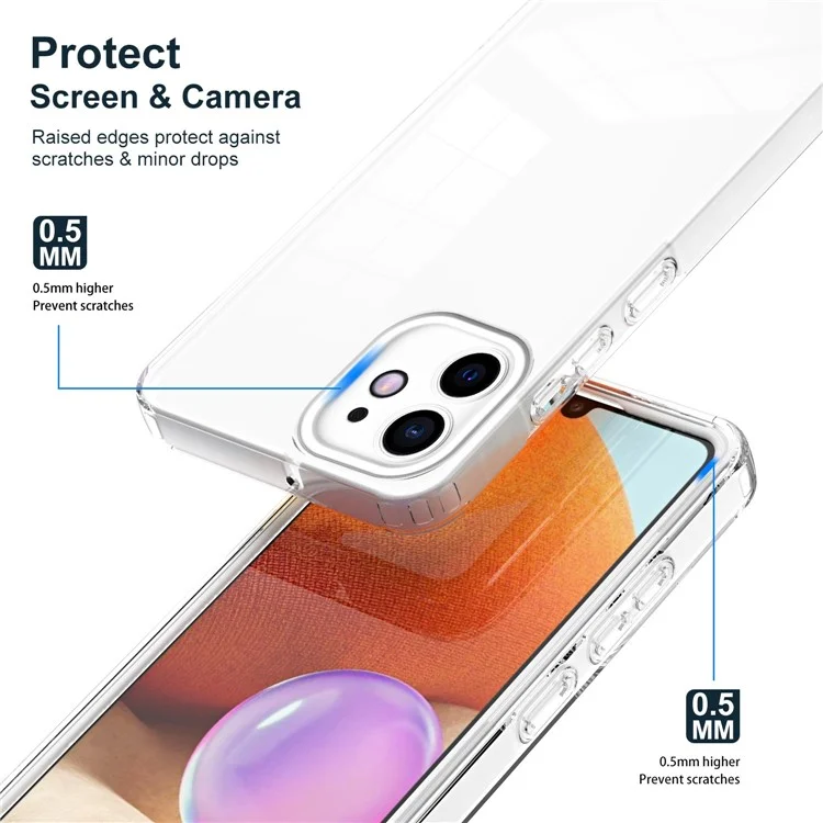 Pour iPhone 11 6.1 pouces 3-en-1 Coque de protection en TPU transparent + Cadre en PC + Anneau de protection pour caméra en PC - Blanc