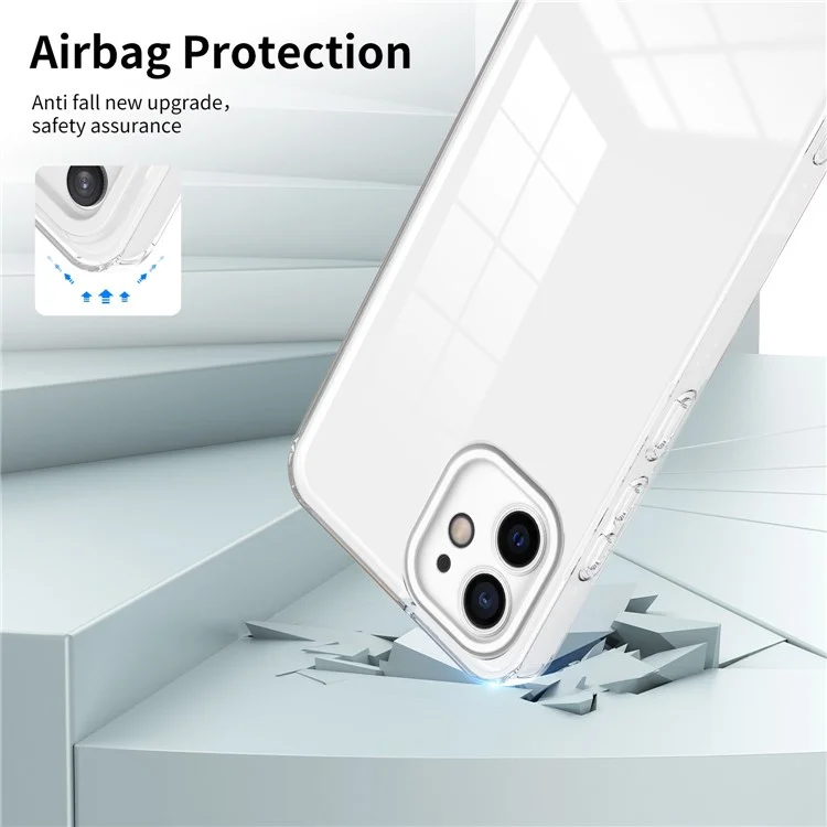 Pour iPhone 11 6.1 pouces 3-en-1 Coque de protection en TPU transparent + Cadre en PC + Anneau de protection pour caméra en PC - Blanc