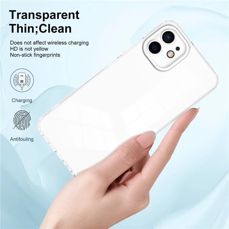 Pour iPhone 11 6.1 pouces 3-en-1 Coque de protection en TPU transparent + Cadre en PC + Anneau de protection pour caméra en PC - Blanc