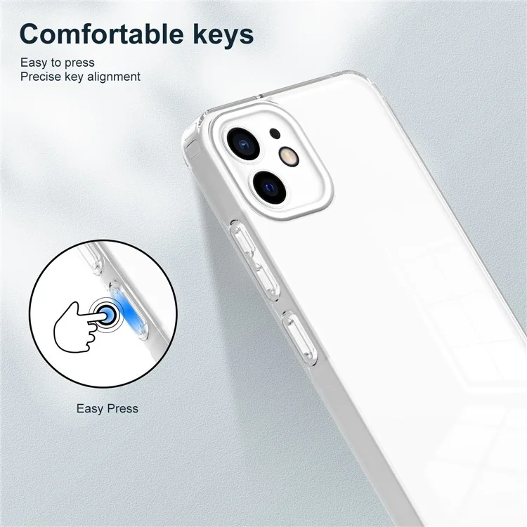 Pour iPhone 11 6.1 pouces 3-en-1 Coque de protection en TPU transparent + Cadre en PC + Anneau de protection pour caméra en PC - Blanc